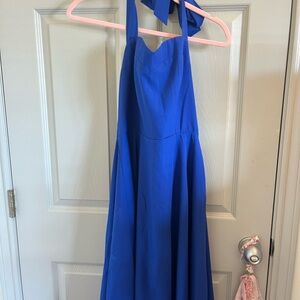 Royal Blue Halter Fit-and-Flare Dress